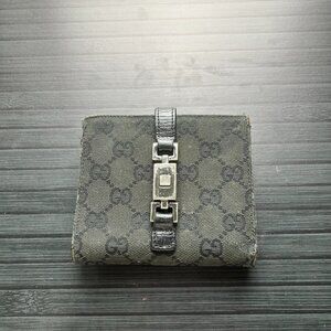 Gucci Compact Wallet Bifold GG Canvas Leather Authentic|Used